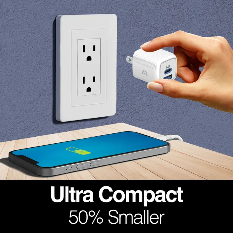 CARGADOR RÁPIDO VOLTA P40 DE DOS PUERTOS CON CABLE USB TIPO C ARGAC0155WT